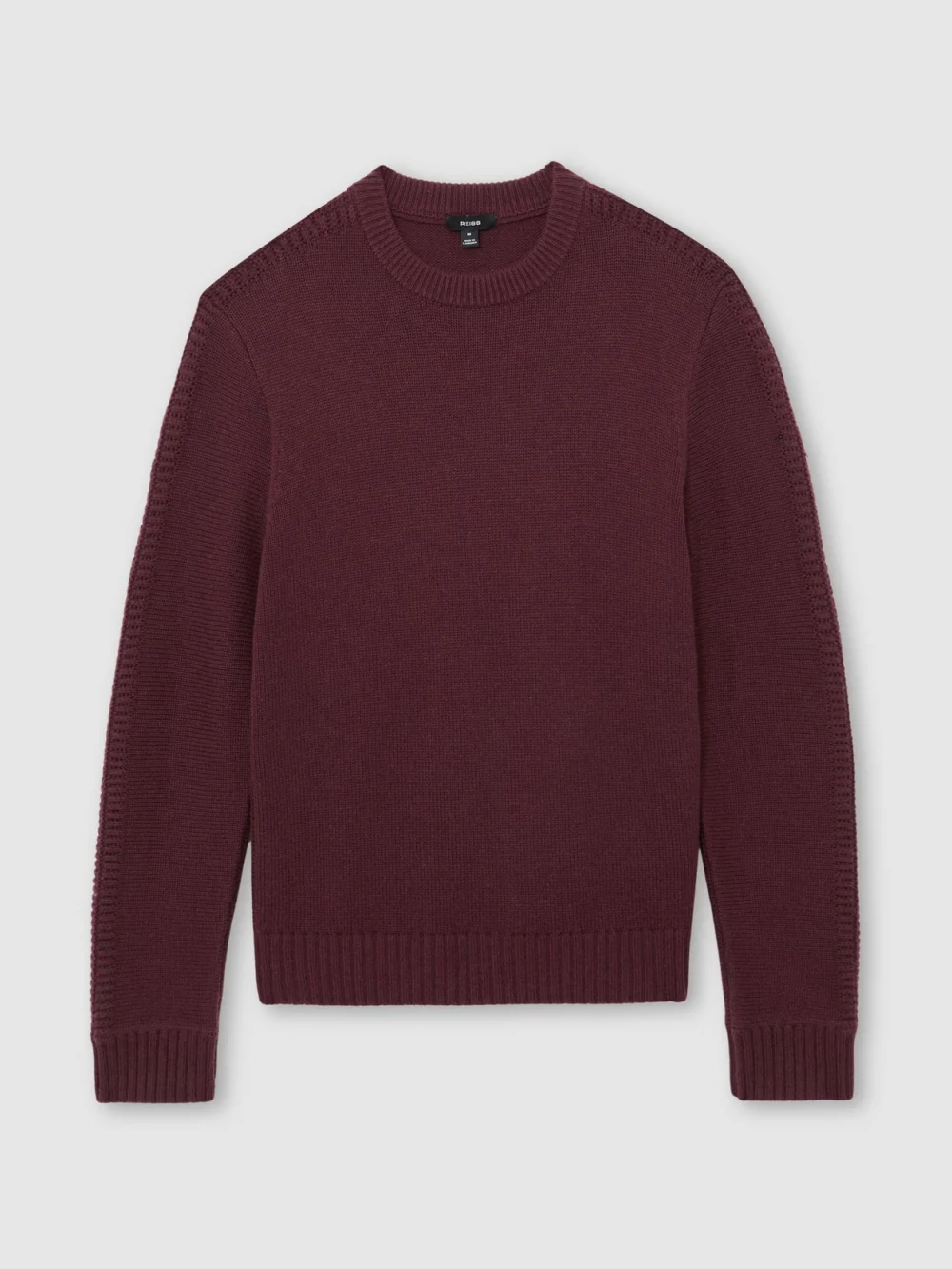 Reiss Grape Wool-blend Rib-detail Crew-neck Jumper, view 2