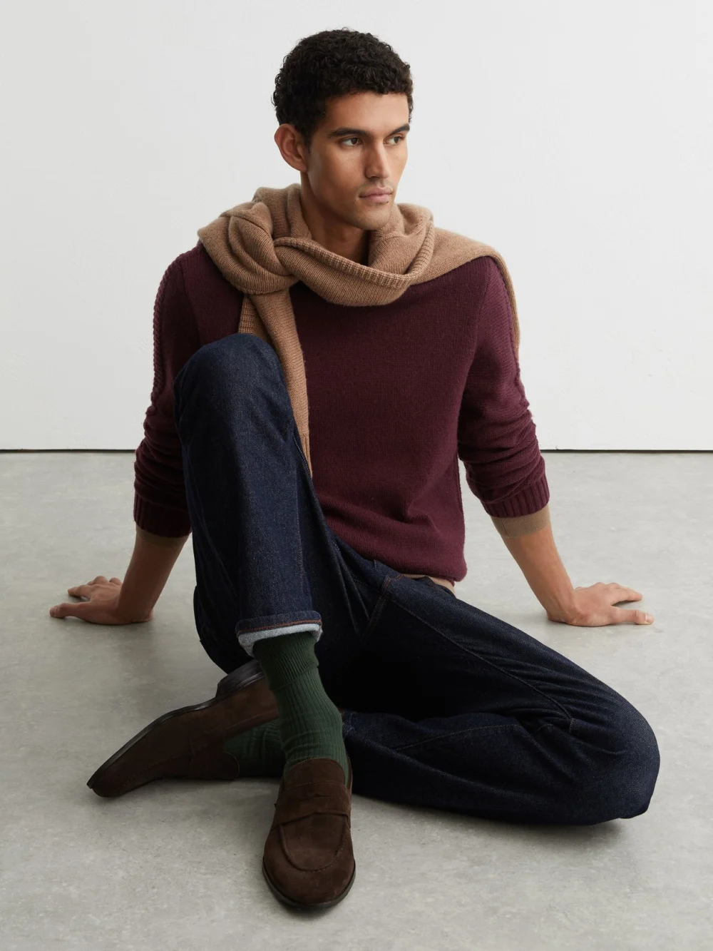 Reiss Grape Wool-blend Rib-detail Crew-neck Jumper, view 4
