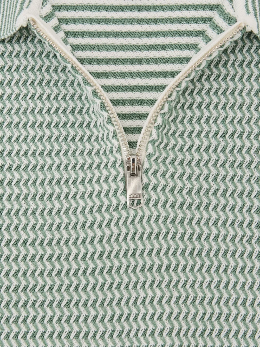 Reiss Green 13-14 yrs Textured-knit Half-zip Polo Shirt,, view 4