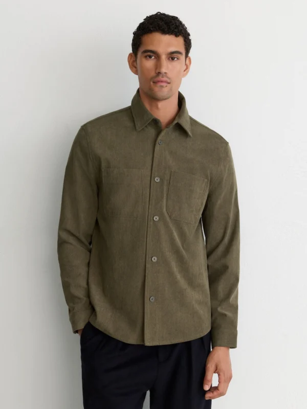 Reiss Green Corduroy Twin-pocket Overshirt