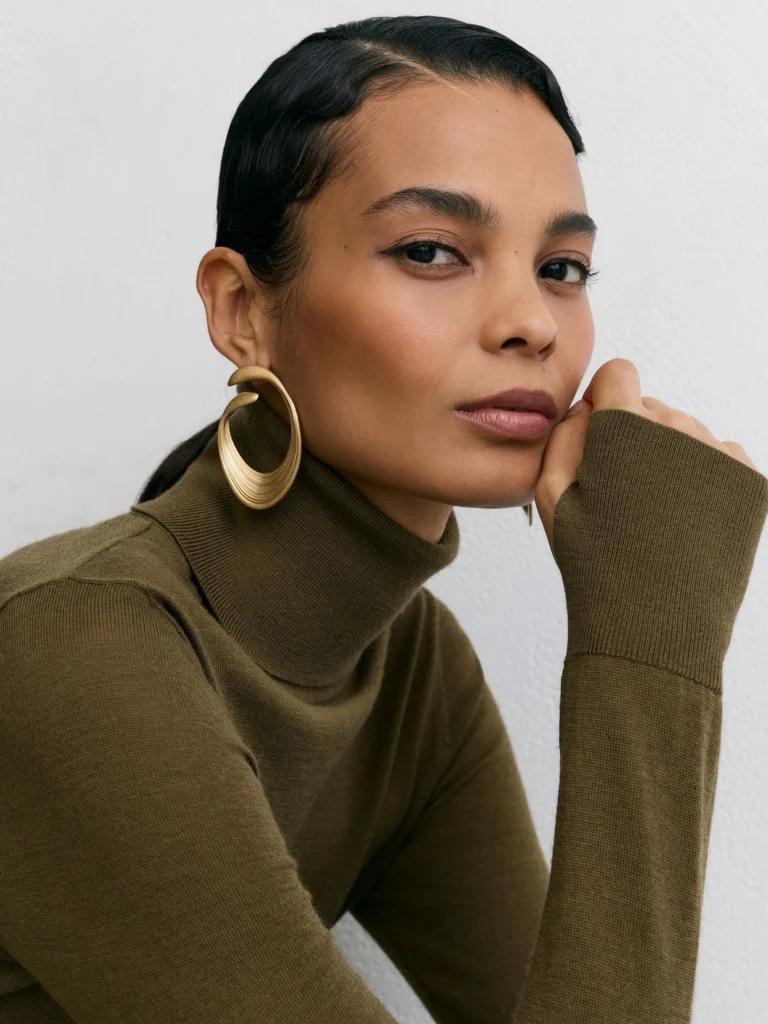 Reiss Green Merino Wool Roll-neck Jumper