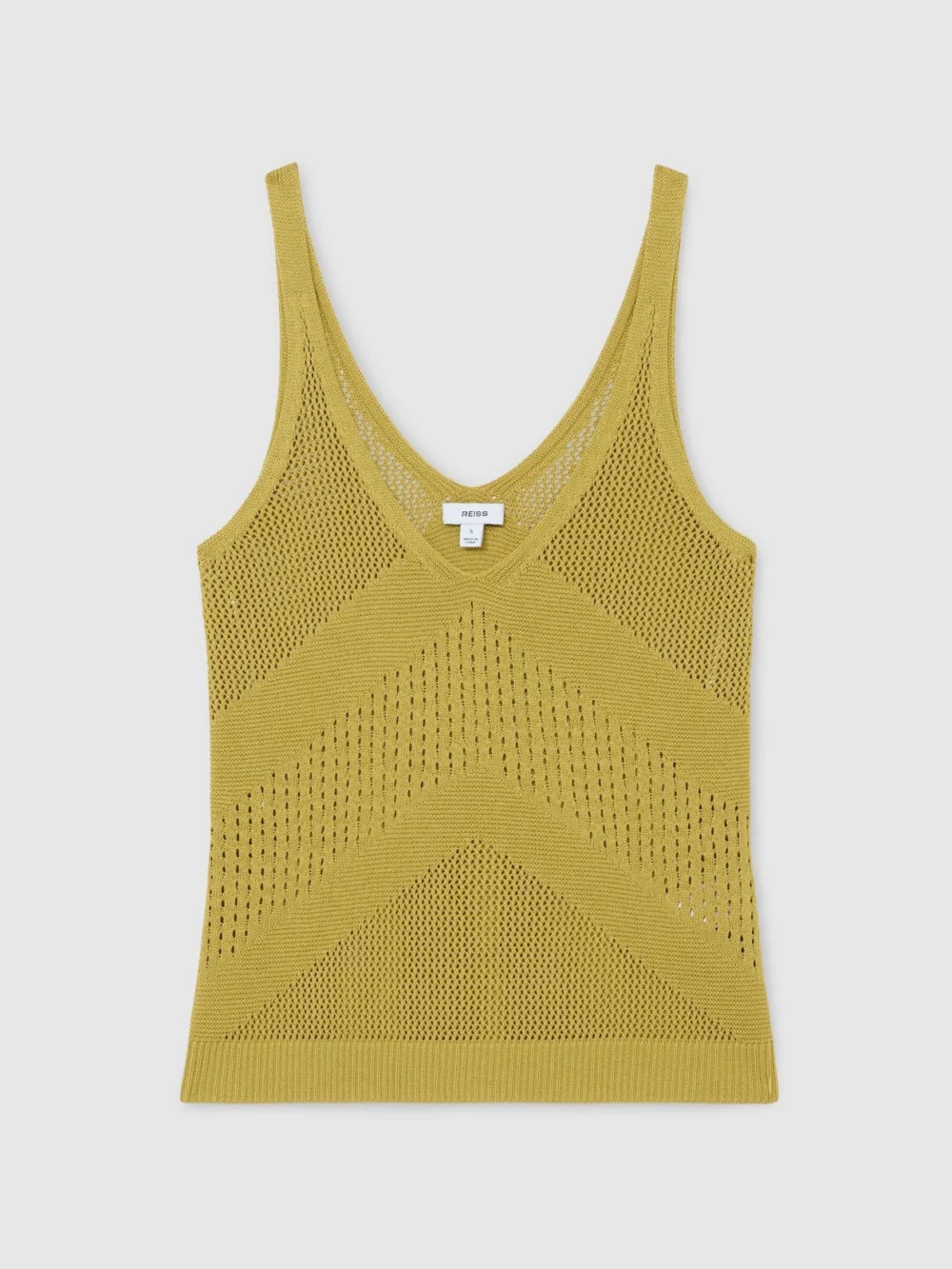 Reiss Green Open-stitch Knitted Vest, view 2