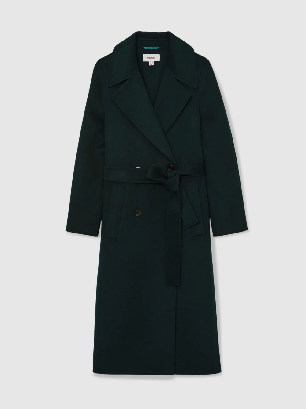 Reiss Green Petite Double-breasted Blindseam Coat Wool-blend, view 2