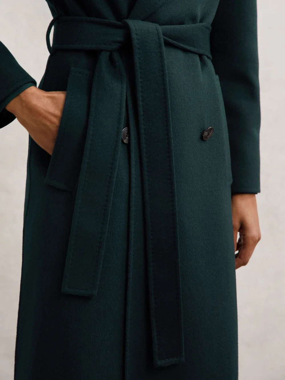 Reiss Green Petite Double-breasted Blindseam Coat Wool-blend, view 4