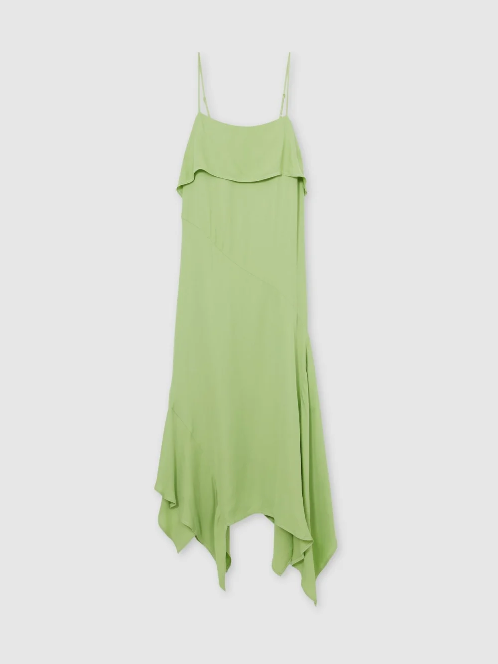 Reiss Green Ruffled Midi Dress, view 2