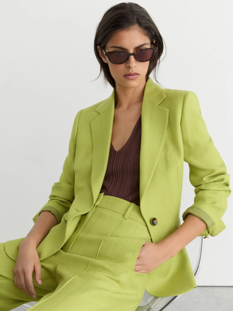 Reiss Green Textured-weave Single-breasted Suit Blazer
