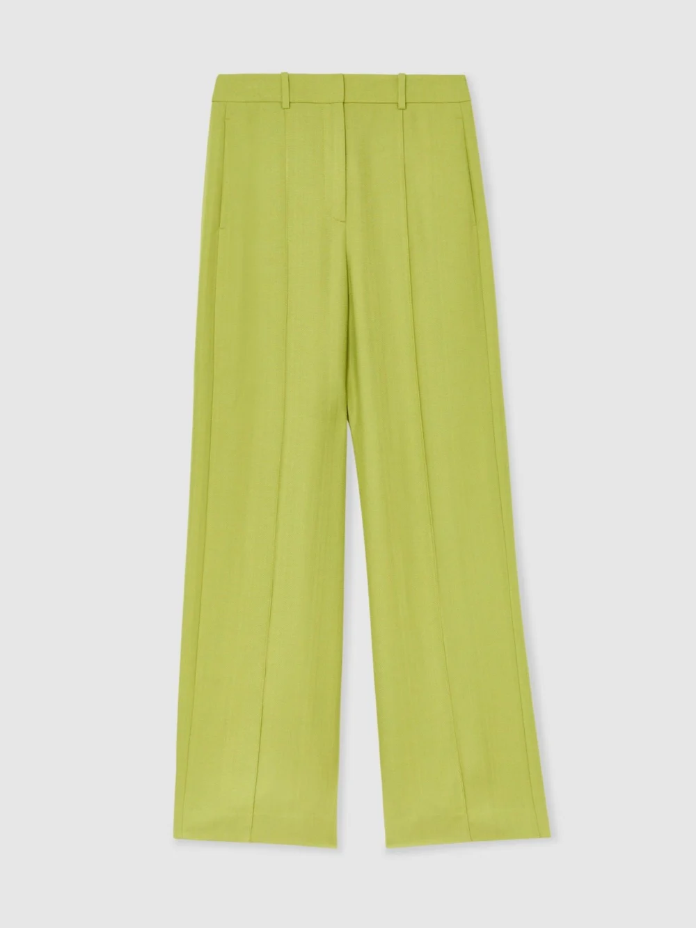 Reiss Green Textured-weave Wide-leg Suit Trousers, view 6