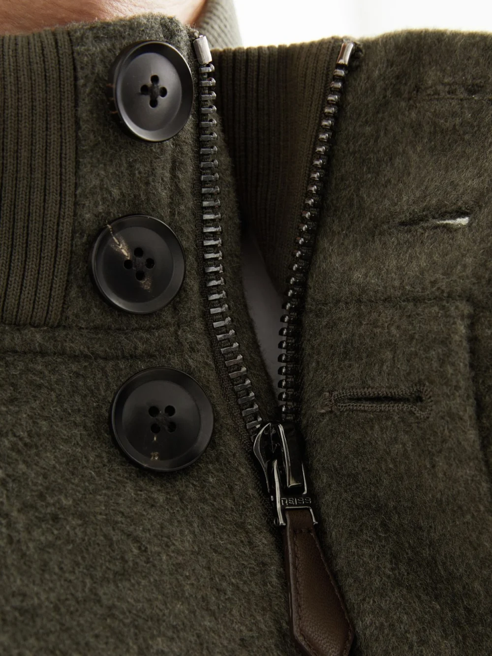 Reiss Green Wool-blend Funnel-neck Bomber Jacket, view 4