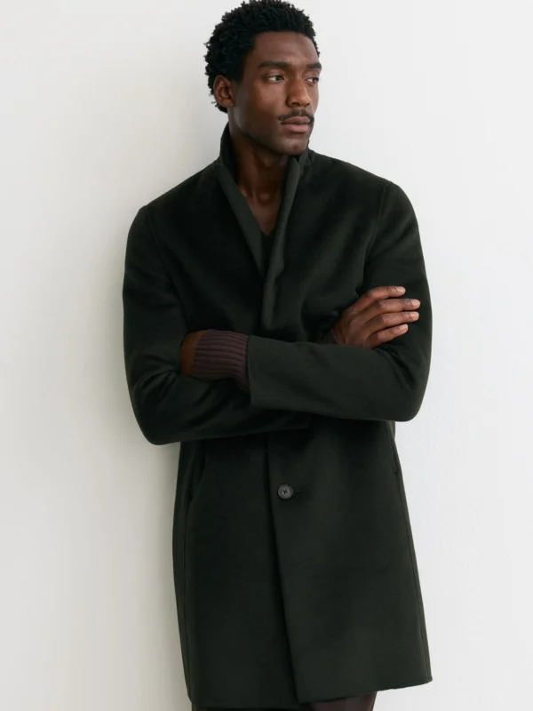 Reiss Green Wool-blend Single-breasted Epsom Coat