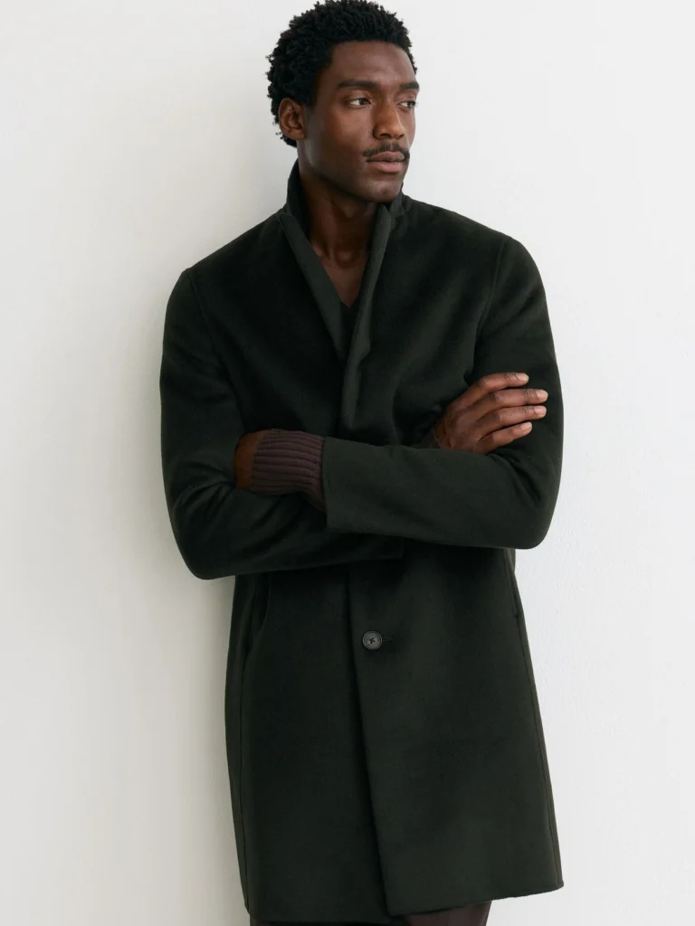 Reiss Green Wool-blend Single-breasted Epsom Coat