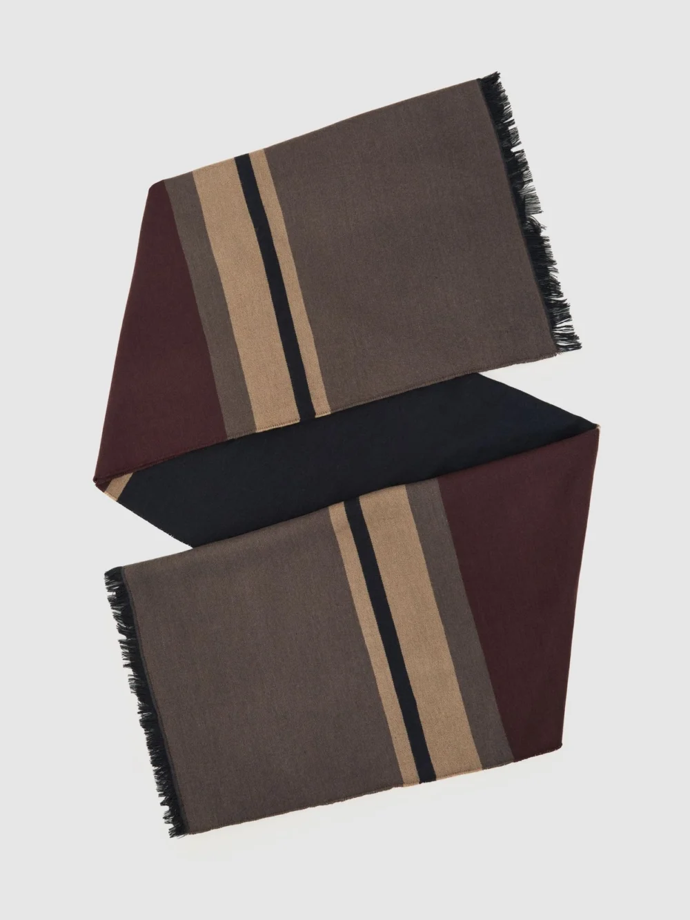Reiss Grey & Neutral Block-stripe Scarf,, view 2