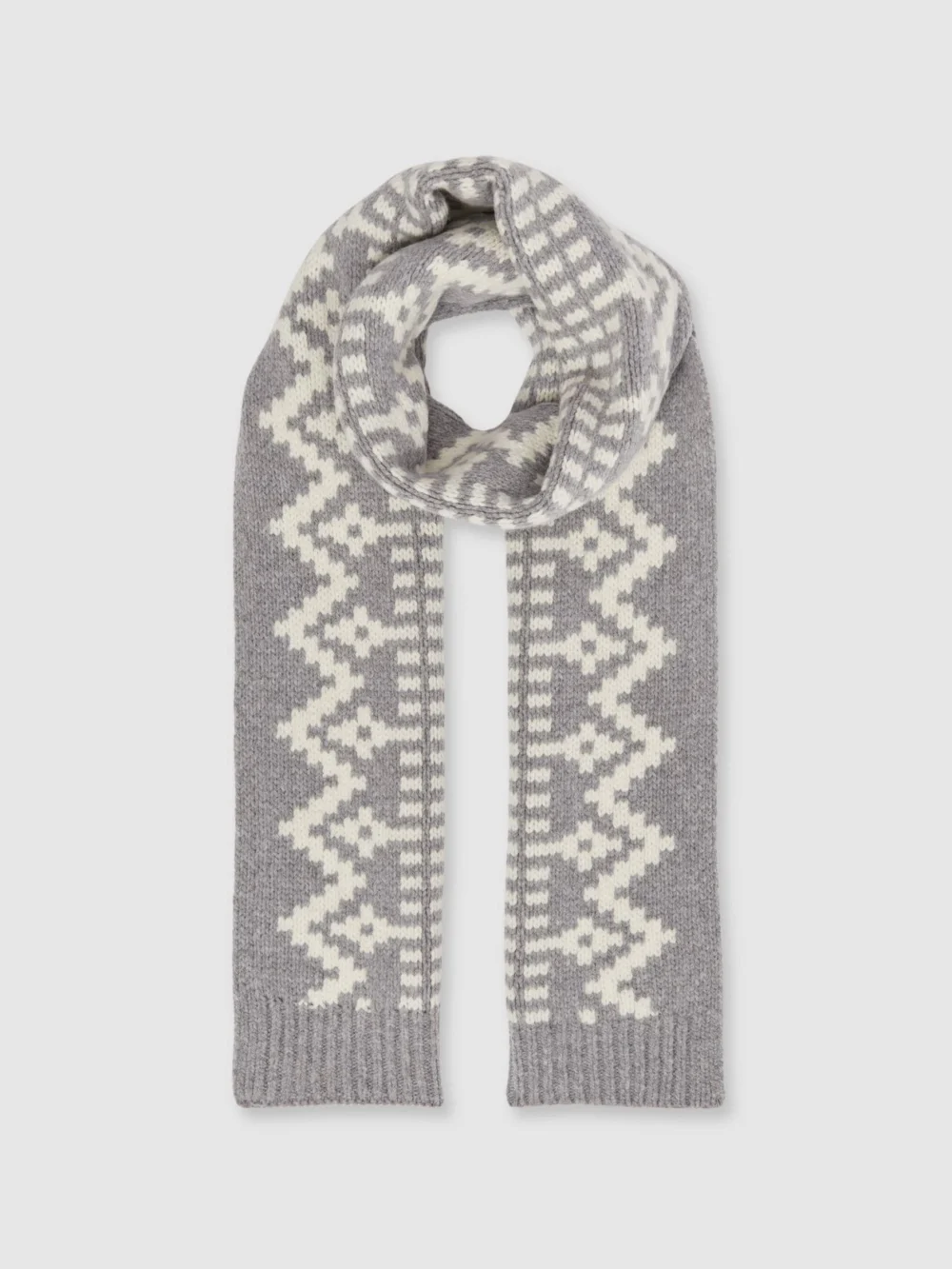 Reiss Grey & White Wool-blend Scarf,, view 3