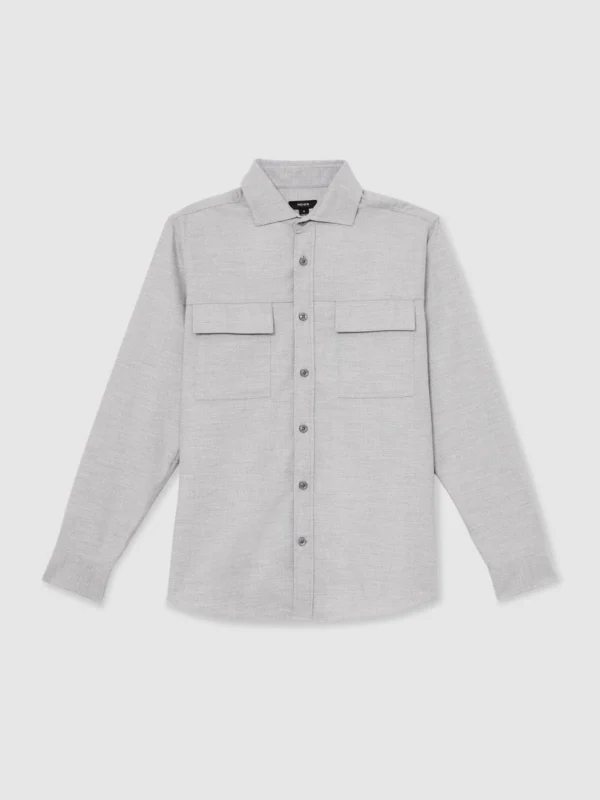Reiss Grey Brushed Twin-pocket Overshirt