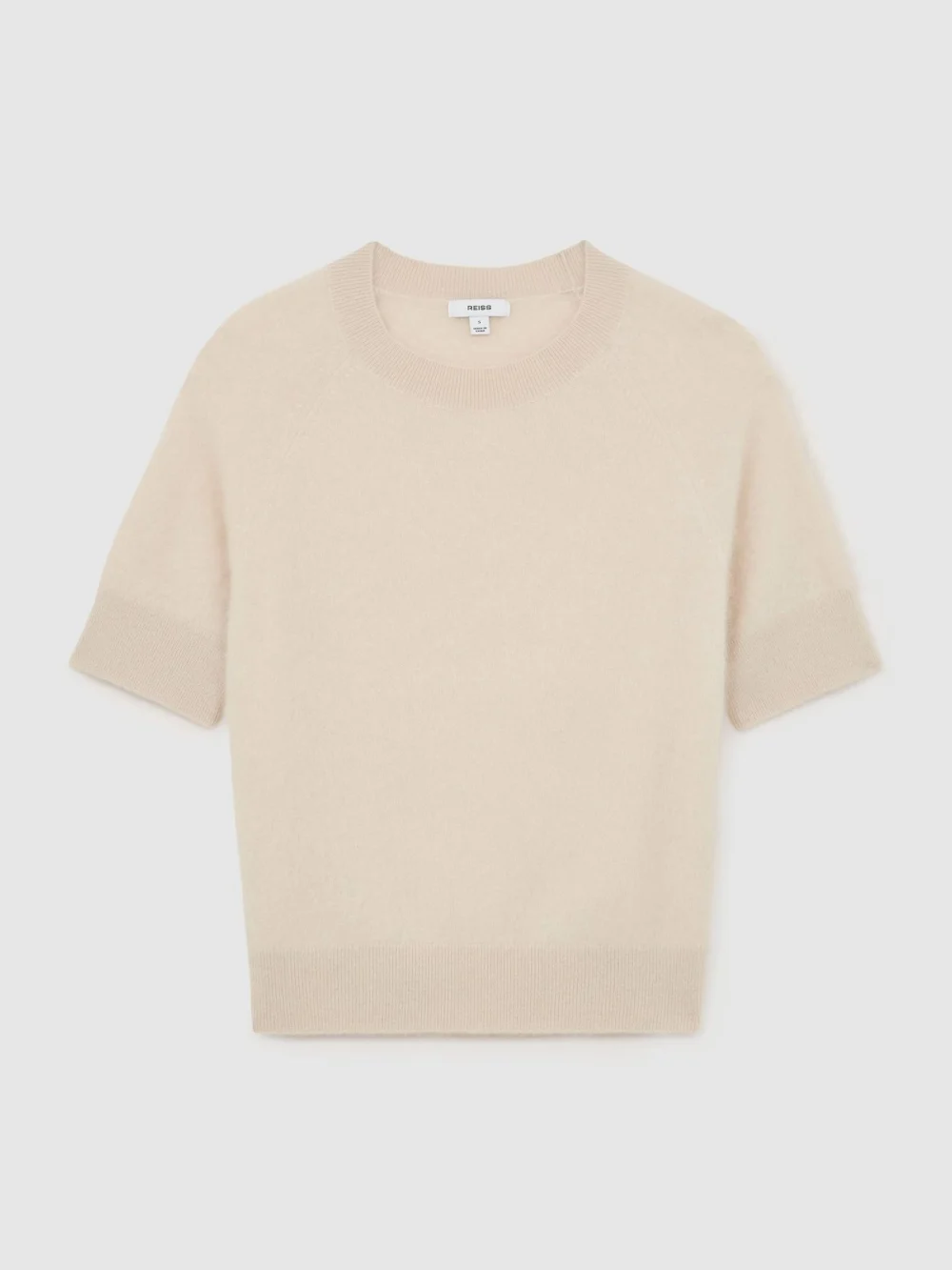 Reiss Grey Cashmere Short-sleeve Top, view 2