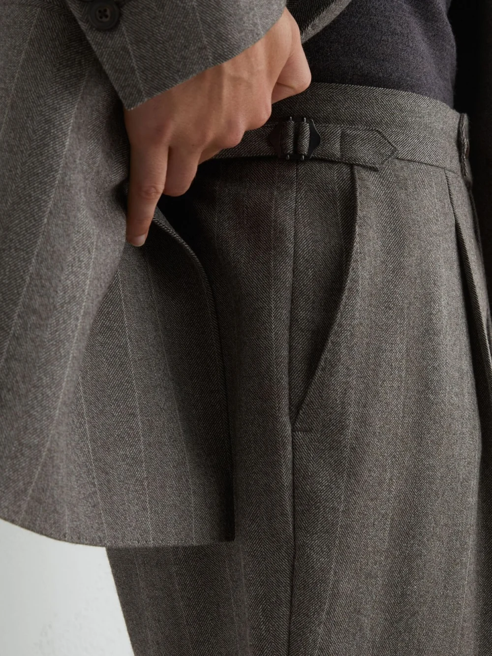 Reiss Grey Classic Fit Wool Pinstripe Suit Trousers, view 4