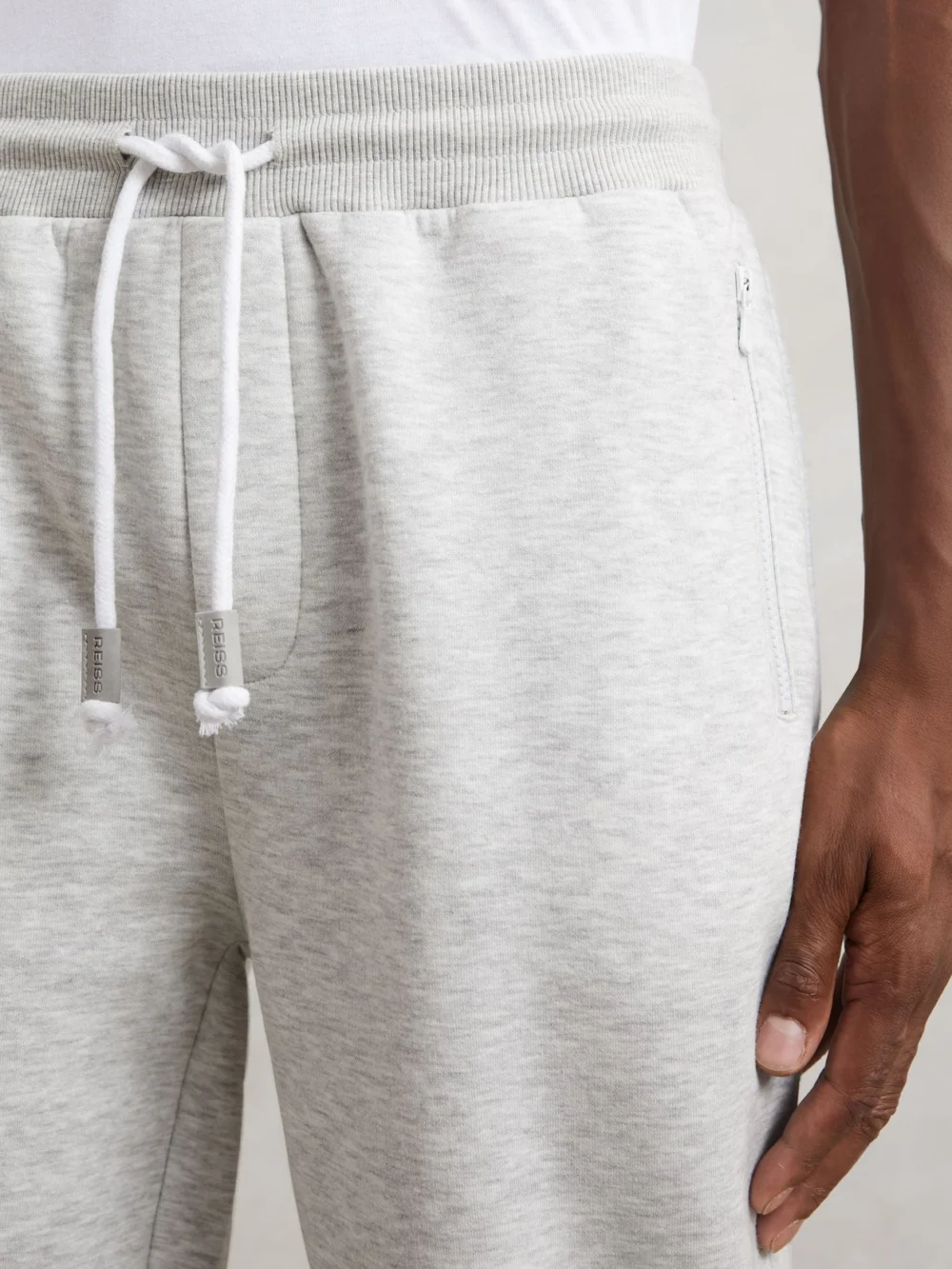Reiss Grey Cotton-blend Drawstring Joggers, view 3