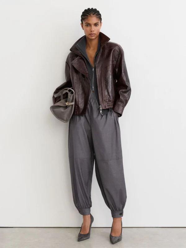 Reiss Grey Cuffed Balloon-leg Trousers