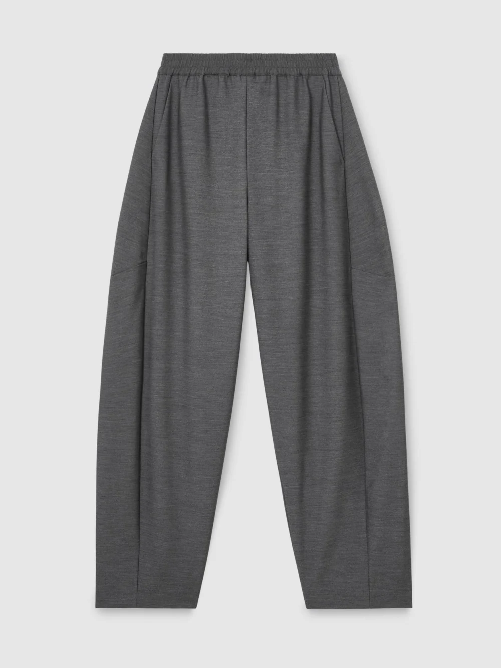 Reiss Grey Elasticated-waist Barrel-leg Trousers, view 2