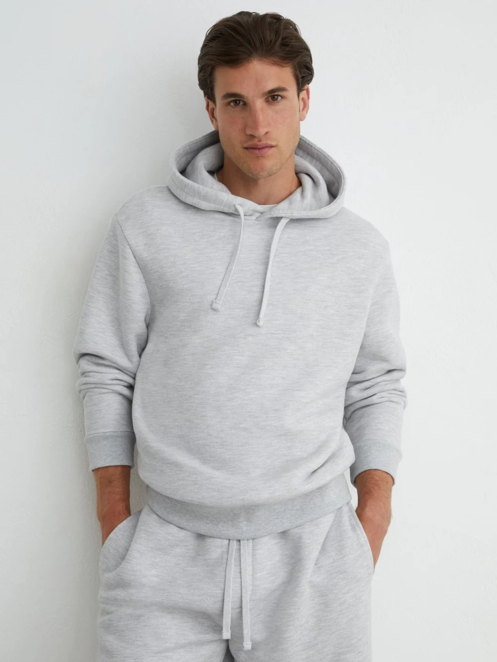 Reiss Grey Heavyweight Cotton-blend Relaxed-fit Hoodie, view 3
