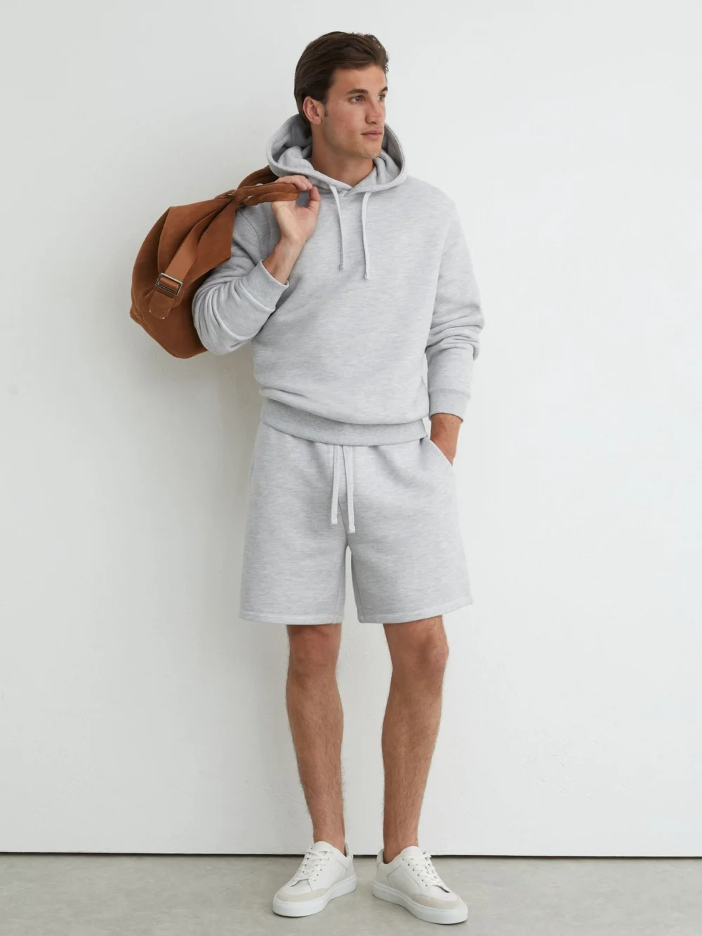 Reiss Grey Heavyweight Cotton-blend Relaxed-fit Hoodie, view 4