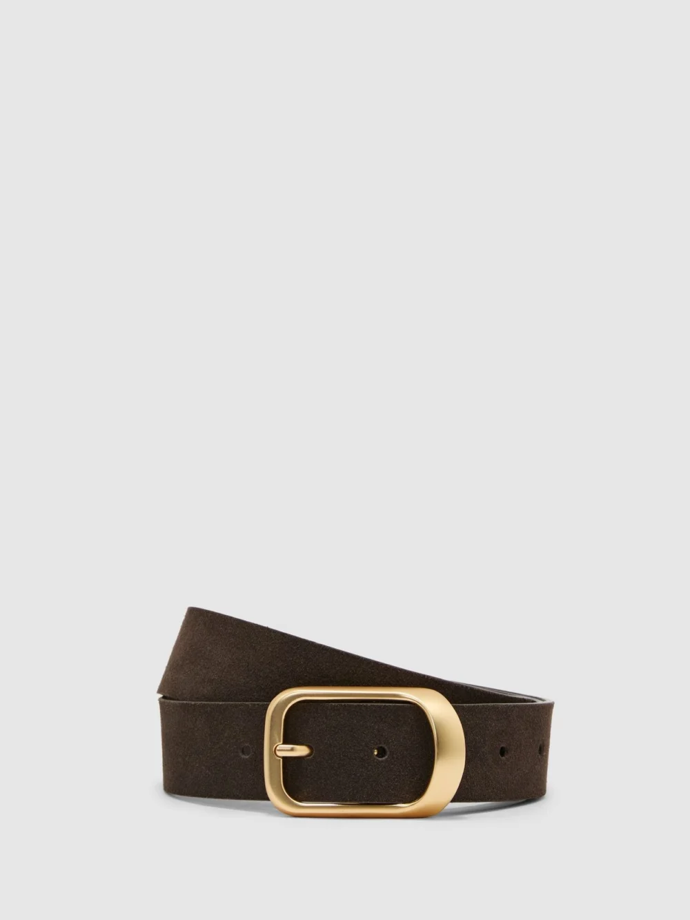 Reiss Grey Leather Curved-buckle Belt, view 2