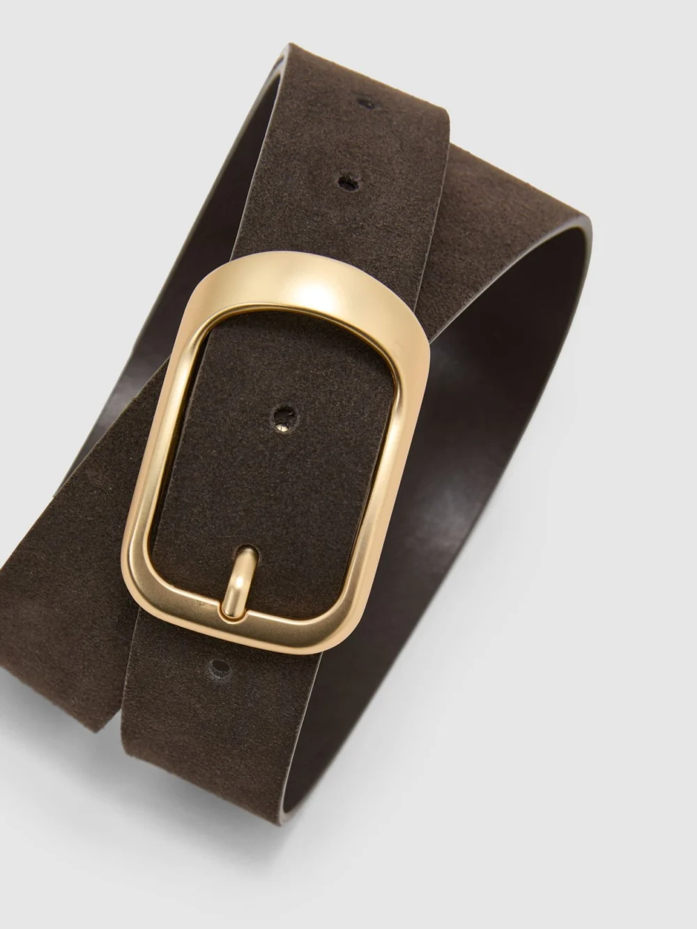 Reiss Grey Leather Curved-buckle Belt, view 3
