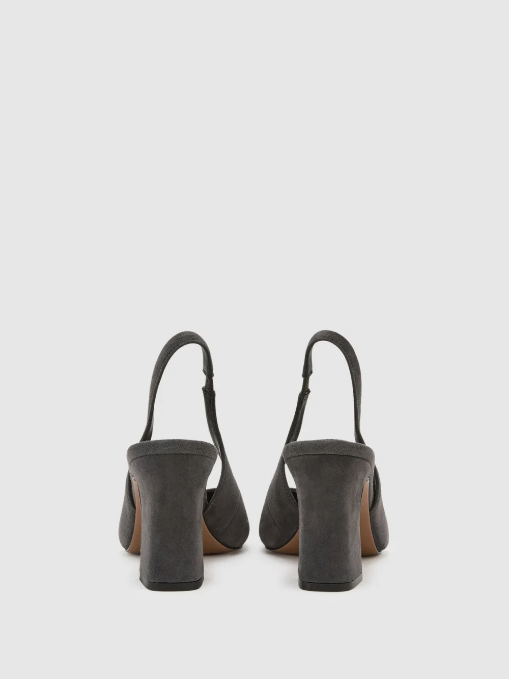Reiss Grey Leather Slingback Court Shoes, view 4