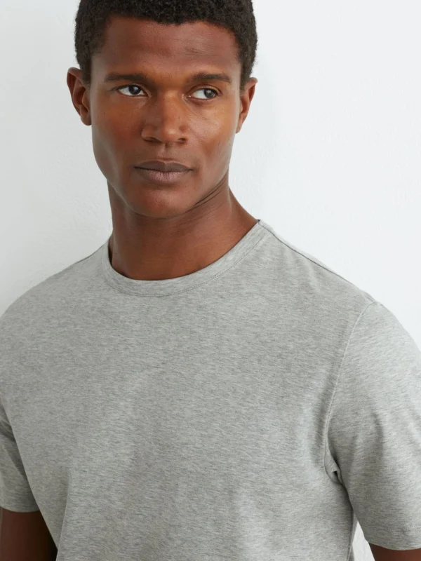 Reiss Grey Marl Air-water Cotton Tailored-fit T-shirt
