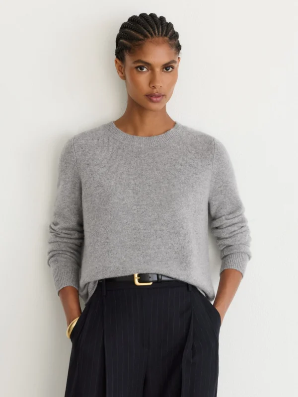 Reiss Grey Marl Cashmere Crew-neck Jumper