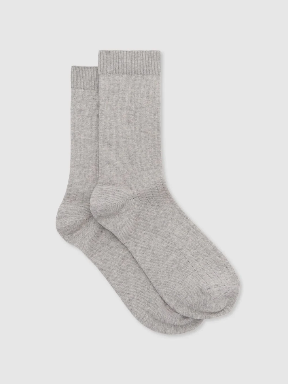 Reiss Grey Marl Cotton Blend Ribbed Loafer Socks