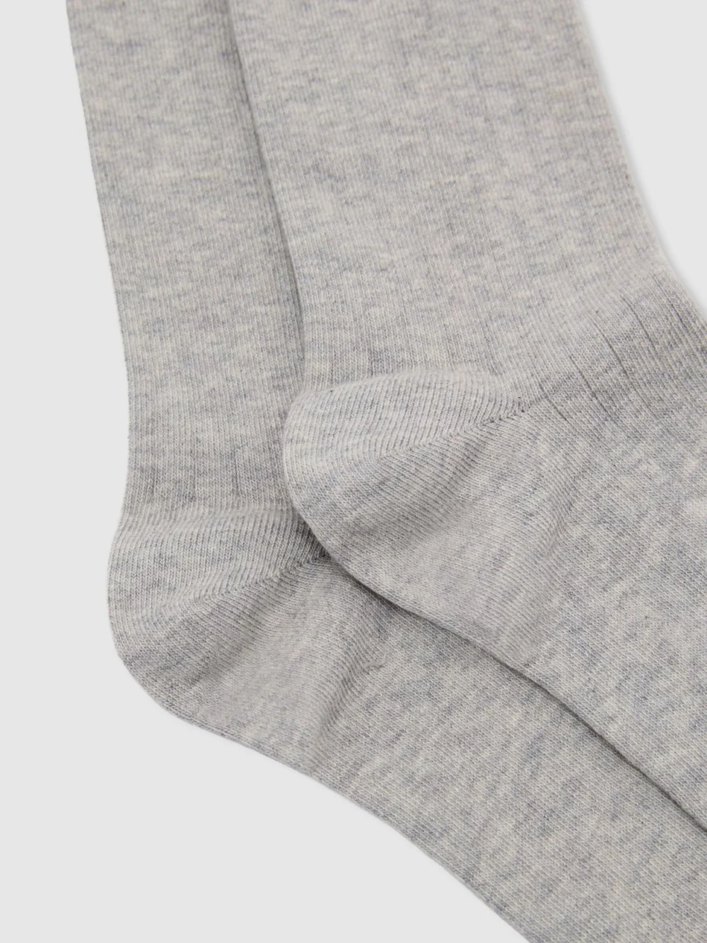 Reiss Grey Marl Cotton Blend Ribbed Loafer Socks, view 2