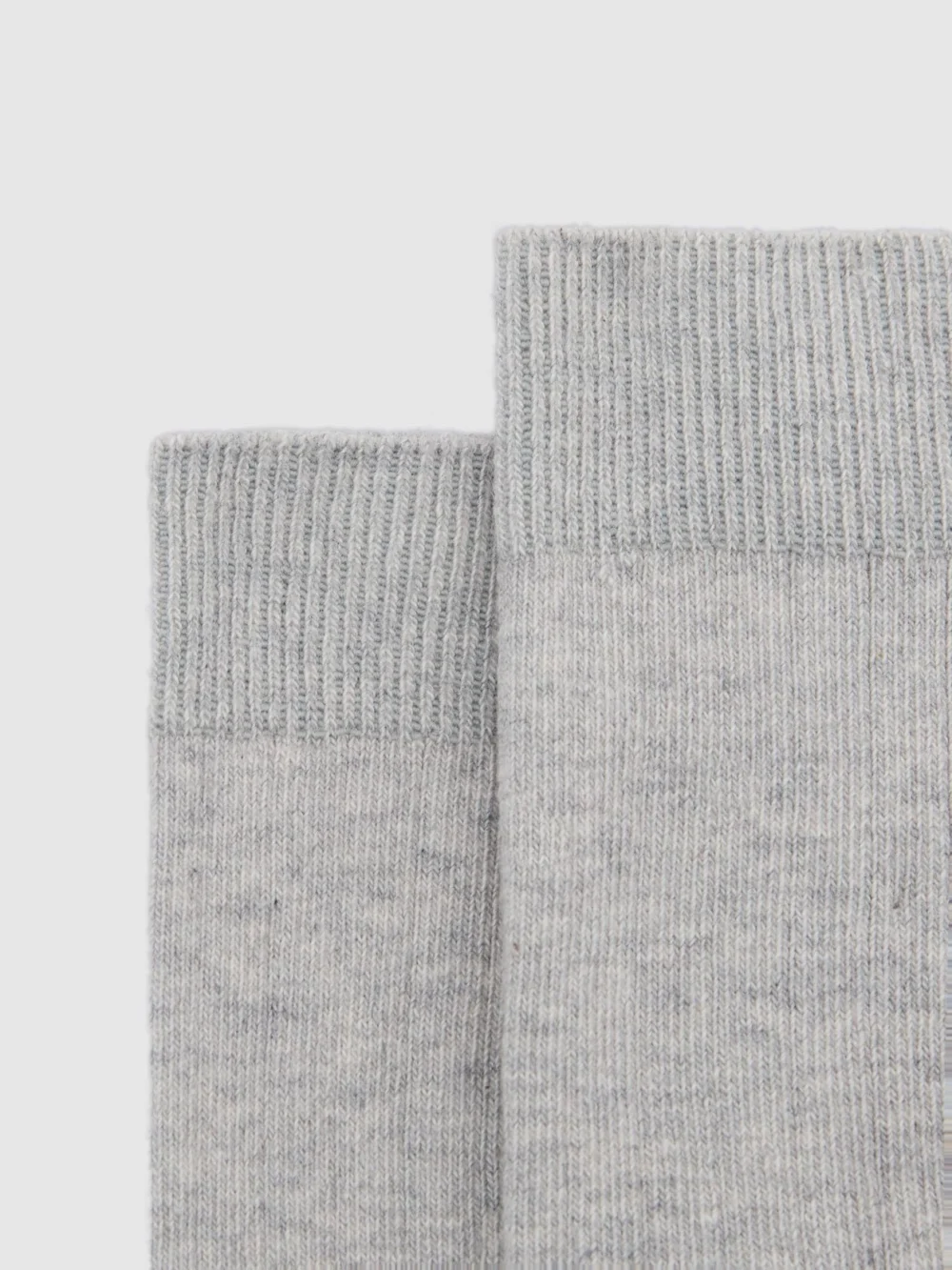Reiss Grey Marl Cotton Blend Ribbed Loafer Socks, view 3