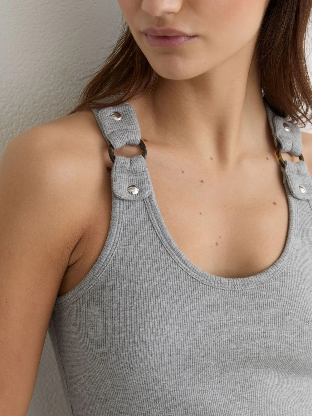 Reiss Grey Marl Stretch Hardware-detail Vest, view 3