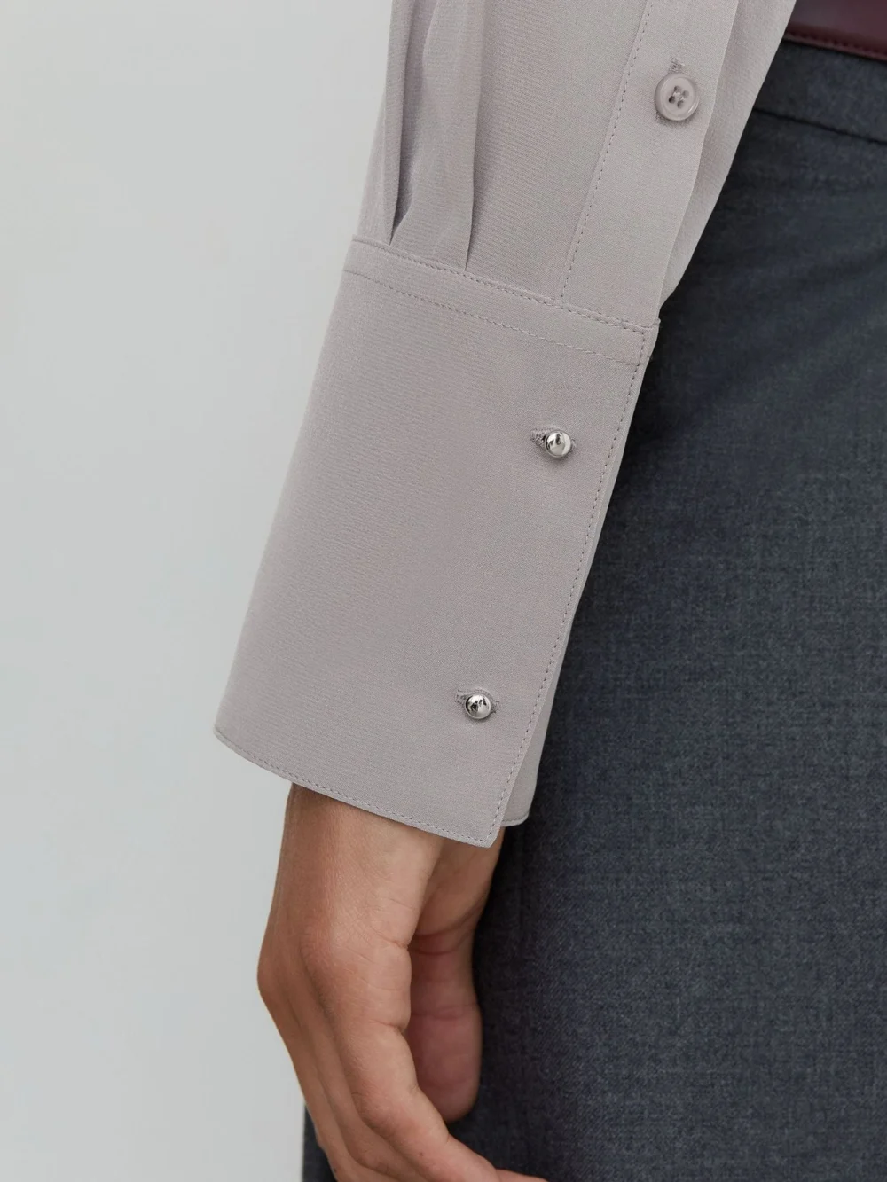 Reiss Grey Matte-silk Tie-neck Blouse, view 4