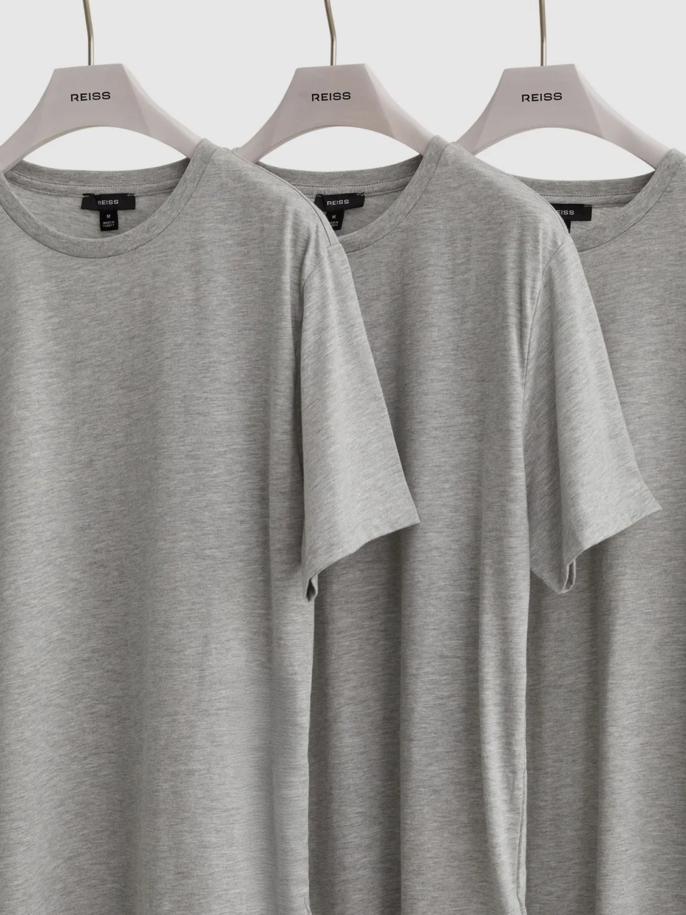 Reiss Grey Melange Bless Pack Cotton Crew-neck Tailored-fit T-shirts-pack