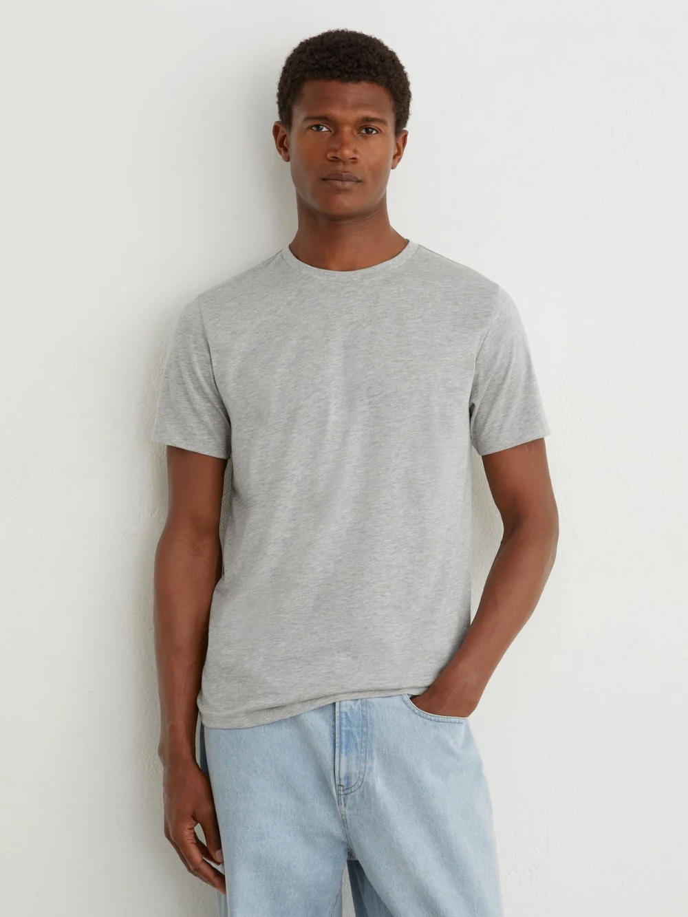 Reiss Grey Melange Bless Pack Cotton Crew-neck Tailored-fit T-shirts-pack, view 2