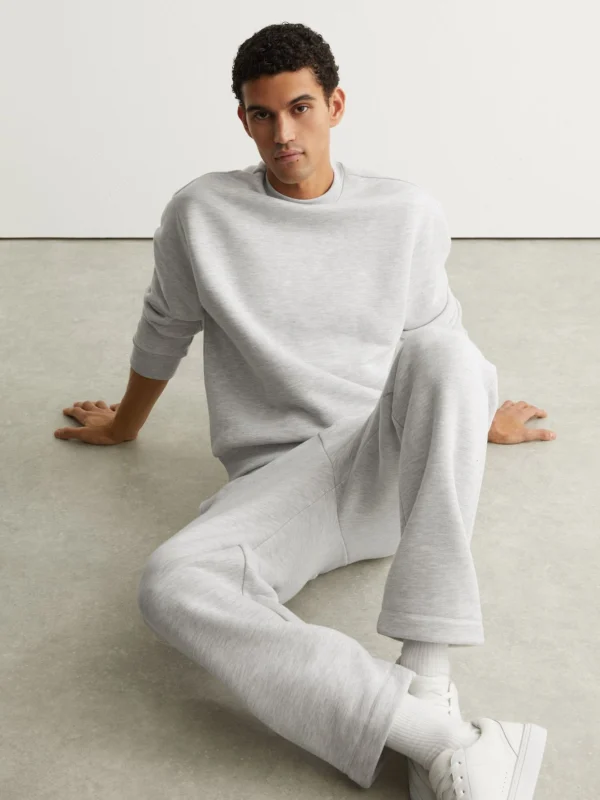 Reiss Grey Melange Cotton-blend Heavyweight Sweatshirt