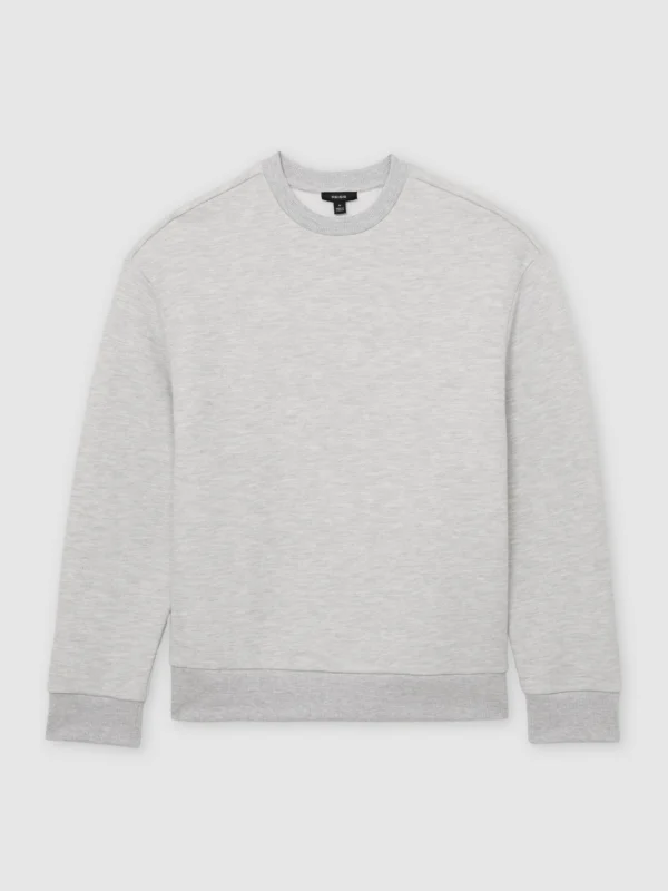 Reiss Grey Melange Cotton-blend Heavyweight Sweatshirt