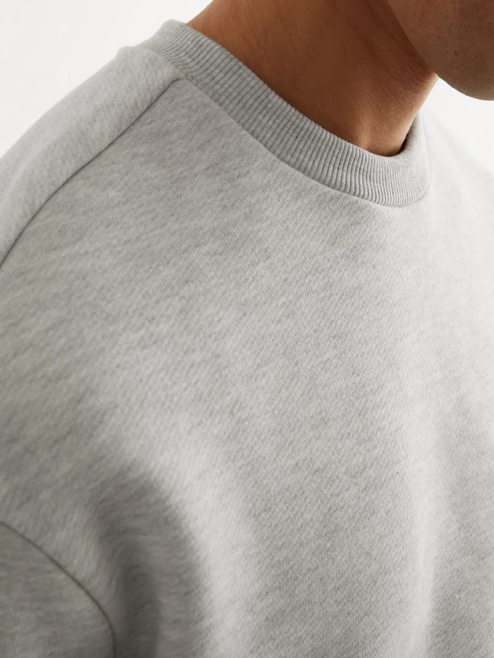 Reiss Grey Melange Cotton-blend Heavyweight Sweatshirt, view 4