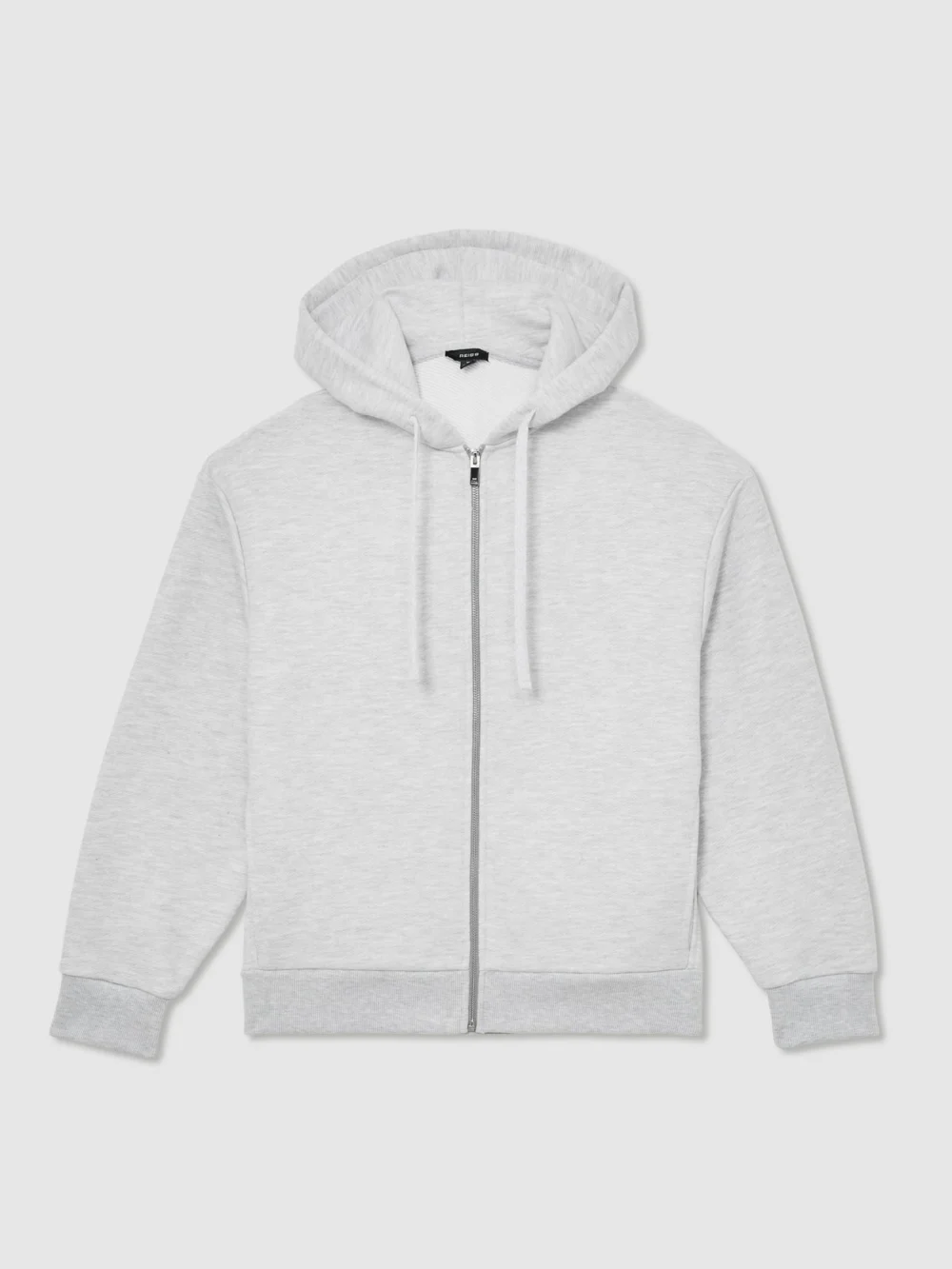 Reiss Grey Melange Cotton-blend Heavyweight Zip Hoodie, view 2