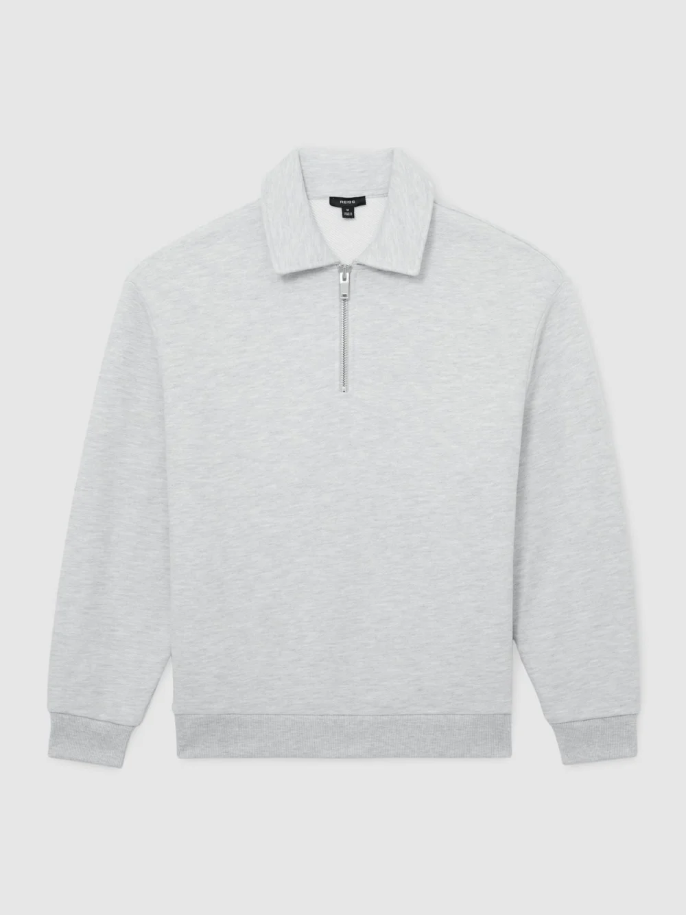 Reiss Grey Melange Cotton-blend Heavyweight Zip Sweatshirt, view 2