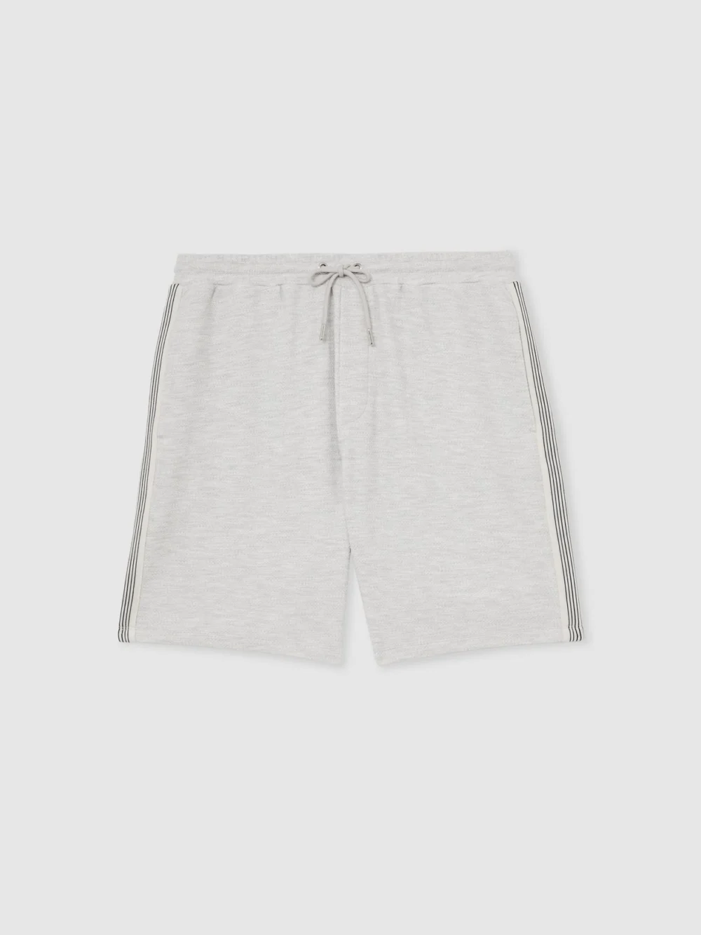 Reiss Grey Melange Textured Side-stripe Drawstring Shorts, view 2