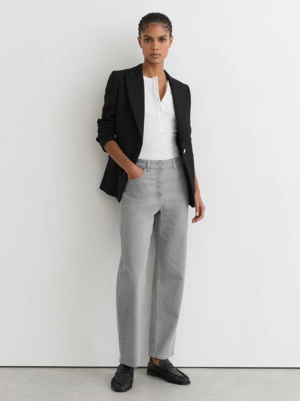 Reiss Grey Mid-rise Straight-leg Jeans