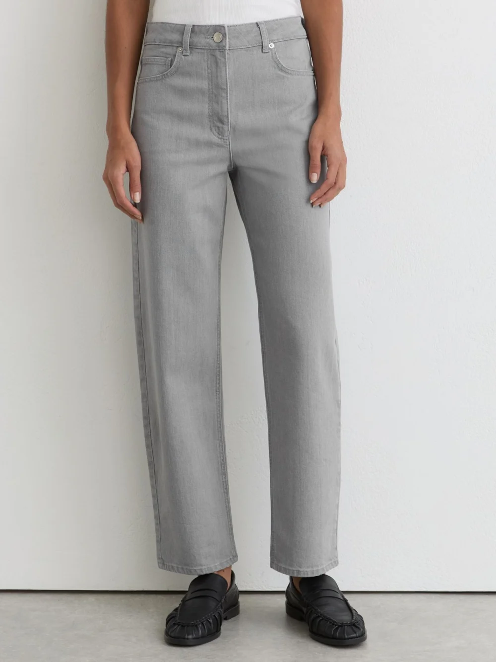 Reiss Grey Mid-rise Straight-leg Jeans, view 3