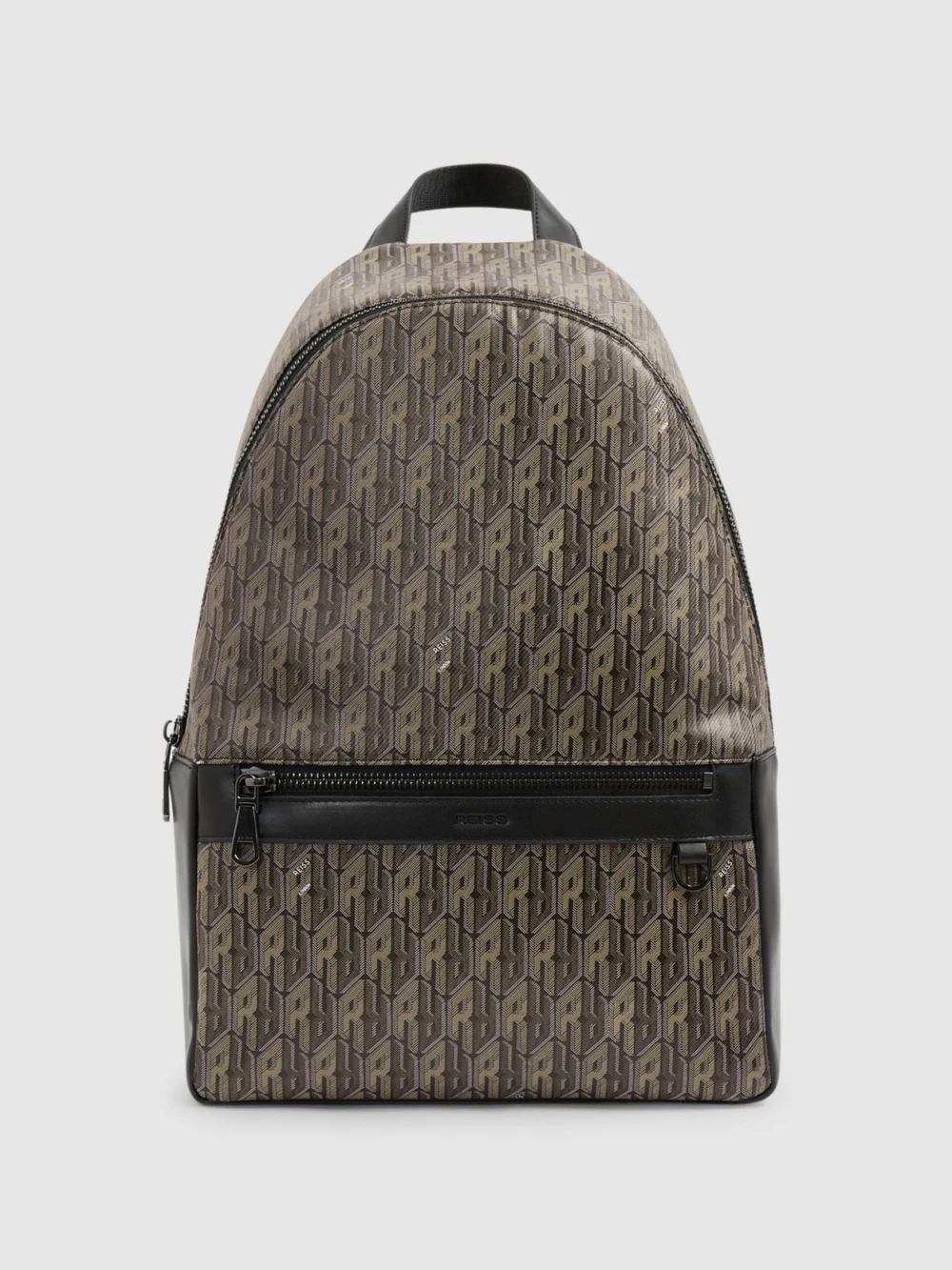 Reiss Grey Multi Monogram-print Coated-canvas Backpack,
