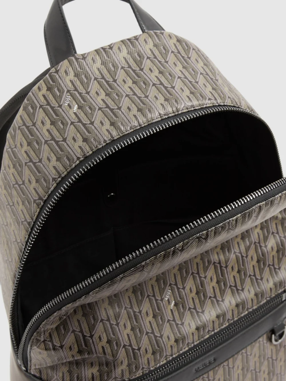 Reiss Grey Multi Monogram-print Coated-canvas Backpack,, view 3