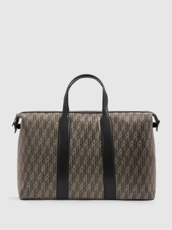 Reiss Grey Multi Monogram-print Coated-canvas Holdall,