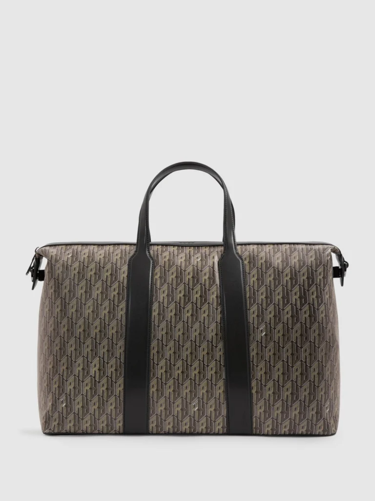 Reiss Grey Multi Monogram-print Coated-canvas Holdall,