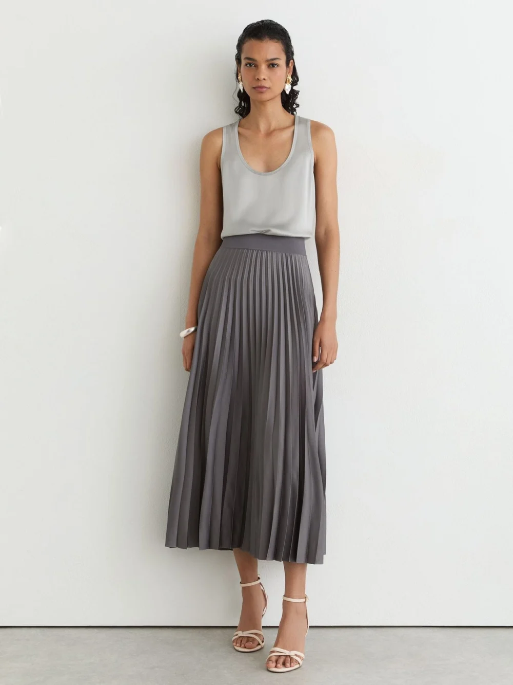 Reiss Grey Silk-front Vest, view 3