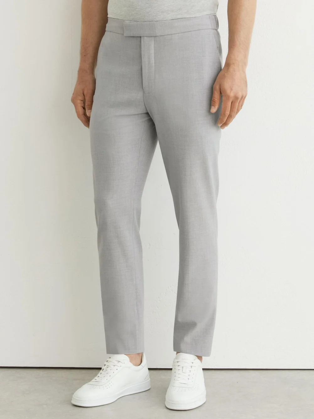 Reiss Grey Slim Fit Stretch Drawstring Trousers, view 3